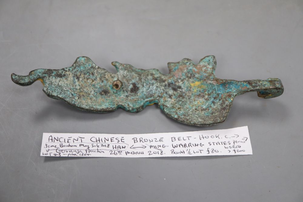 A Chinese bronze belt hook Han/Ming dynasty